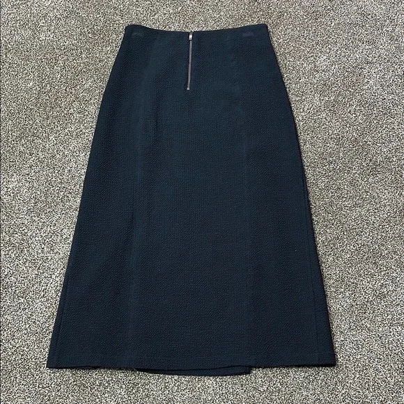 Maeve Dual Split Button Midi skirt size 4 Navy Blue dual slit - Picture 10 of 16